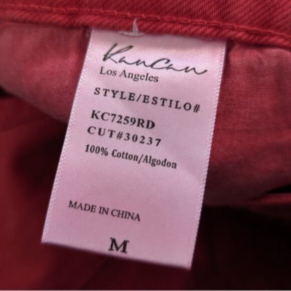 KanCan red distressed 100% cotton high rise denim shorts - Picture 7 of 7